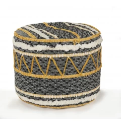 18" Black 100% Cotton Ottoman