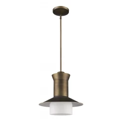 Greta 1-Light Raw Brass Pendant With Gloss White Interior And Etched Glass Shade