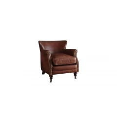24" Dark Brown Top Grain Leather Wingback Chair