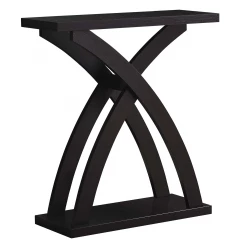 31" Espresso Cross Leg Console Table With Shelves