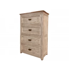 37" Cream Solid Wood Four Drawer Chest