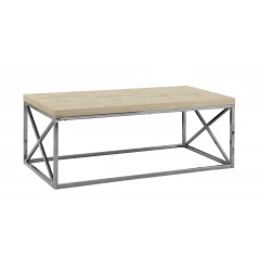 22" Natural And Silver Iron Coffee Table