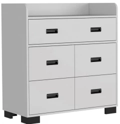 33" White Manufactured Wood Five Drawer Dresser