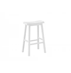 Set of Two 29 " White Solid Wood Backless Bar Chairs