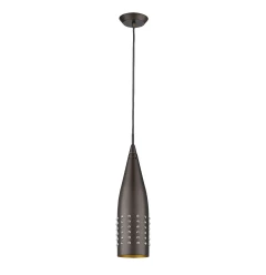 Narrow Bronze Hanging Light with Glass Studs