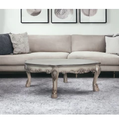 54" Bone Solid And Manufactured Wood Coffee Table