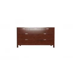 63" Brown Solid Wood Seven Drawer Double Dresser