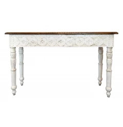 48" Natural and White Solid Wood Distressed Console Table