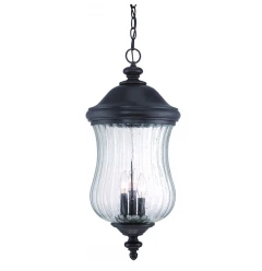 XL Three Light Matte Black Urn Shaped Hanging Light