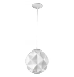 Nova 1-Light White Mini Pendant With Geometric Globe Shade