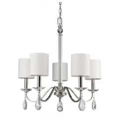 Lily 5-Light Polished Nickel Chandelier With Fabric Shades And Crystal Accents