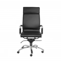 Black and Silver Adjustable Swivel Leather Rolling Office Chair