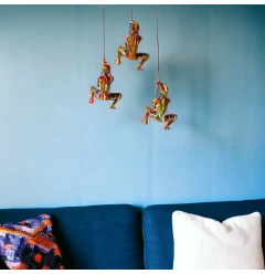 Set of Three 6" Rainbow Multi Unique Climbing Men With Rope Wall Art