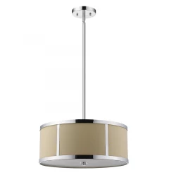 Butler 2-Light Polished Chrome Pendant With Coarse Cream Linen Shade And Opal Acrylic Diffuser