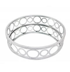 silver classic mirror tray with metal frame fashion accessory