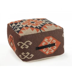 18" Brown Cotton Blend Ottoman