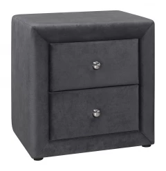 21" Dark Gray Velvet Two Drawer Nightstand