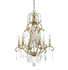 Claire 6-Light Antique Gold Chandelier With Crystal Accents
