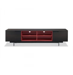 87" Red And Black Aluminum Cabinet Enclosed Storage TV Stand