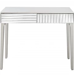 40" Silver Mirrored Glass Console Table