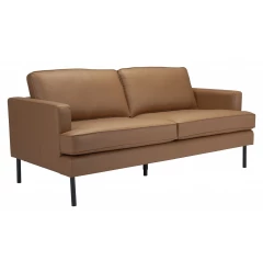 72" Brown Polyester Sofa With Black Legs
