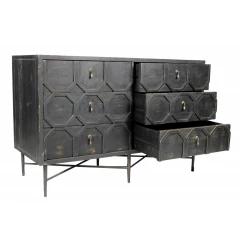 48" Dark Brown Solid Wood Six Drawer Double Dresser
