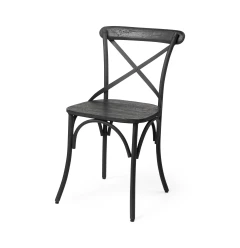 Set Of Two Black Wood Cross Back Side Chairs