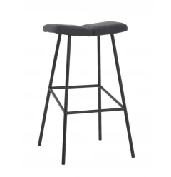 30" Gray And Black Steel Backless Bar Height Bar Chair