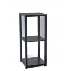 28" Black Square End Table With Two Shelves