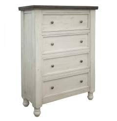 39" Gray and Ivory Solid Wood Four Drawer Chest