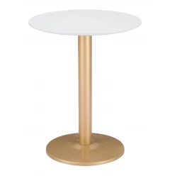 24" Gold And White Round End Table