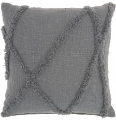 Chic gray textured lines throw pillow with a woven woolen pattern fashion accessory