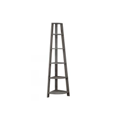 71" Taupe Wood Corner Bookcase