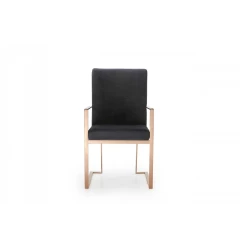 Black And Gold Upholstered Fabric Dining Arm Chair