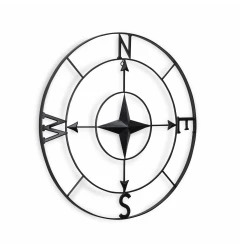 Black Metal Compass Shaped Wall Decor