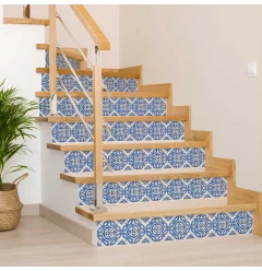 4" X 4" Blue and White Valencia Peel And Stick Tiles