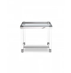 20" Silver And Clear Glass End Table