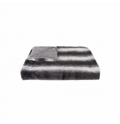 Charcoal Woven Acrylic Striped Plush Throw