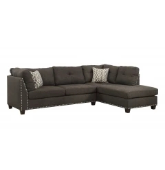 Charcoal Linen L Shaped Two Piece Sofa and Chaise