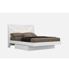 Solid Wood Queen White Bed