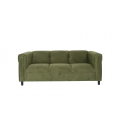 72" Moss Green Suede Sofa With Black Legs