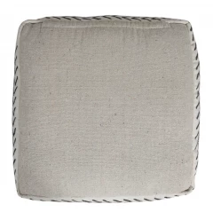 White cotton ottoman with beige and electric blue accents in a rectangle shape fashion accessory