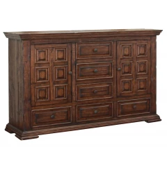 50" Chocolate Solid Wood Six Drawer Triple Dresser