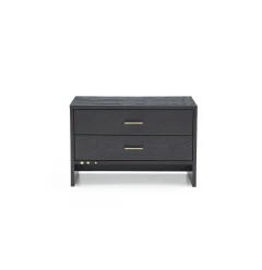 Modern Dark Gray Ash Nightstand with Two Drawers