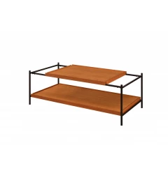48" Black And Honey Oak Rectangular Coffee Table With Shelf