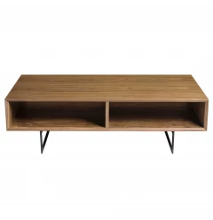 47" Brown And Black Metal Coffee Table With Two Shelves