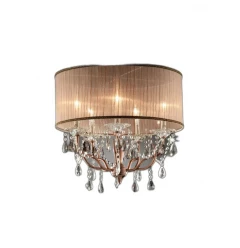 Silver and Pink Faux Crystal Hanging Chandelier Lamp