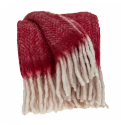 Red Woven Acrylic Solid Color Reversable Throw