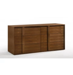 65" Walnut Solid Wood Six Drawer Double Dresser