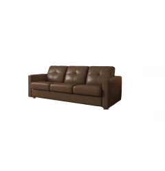 81" Brown Leather Sleeper Sofa With Black Legs
